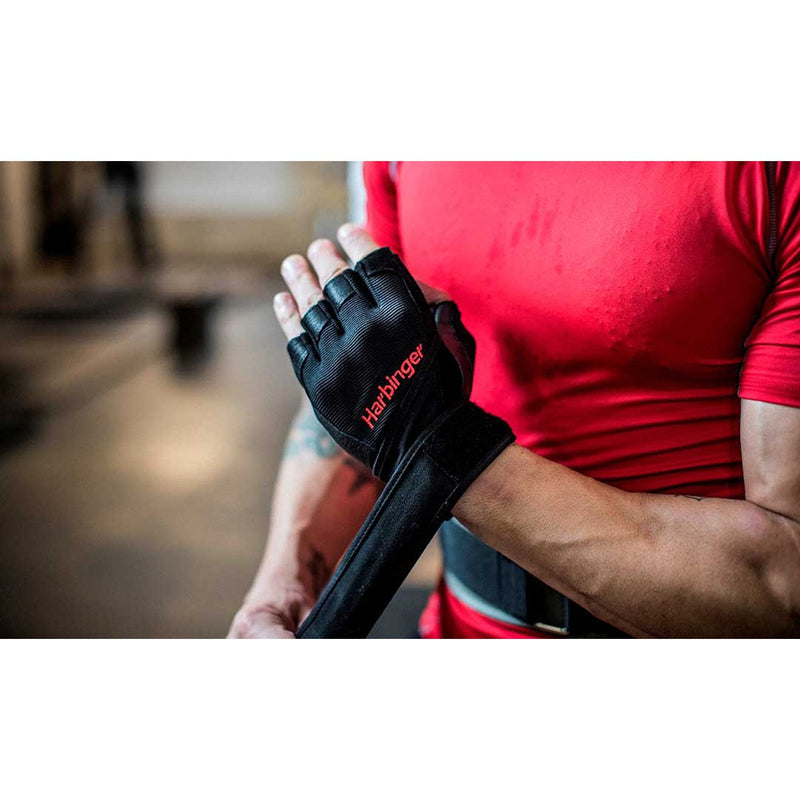Pro Wristwrap Weightlifting Gloves Black Men's Medium - BeesActive Australia