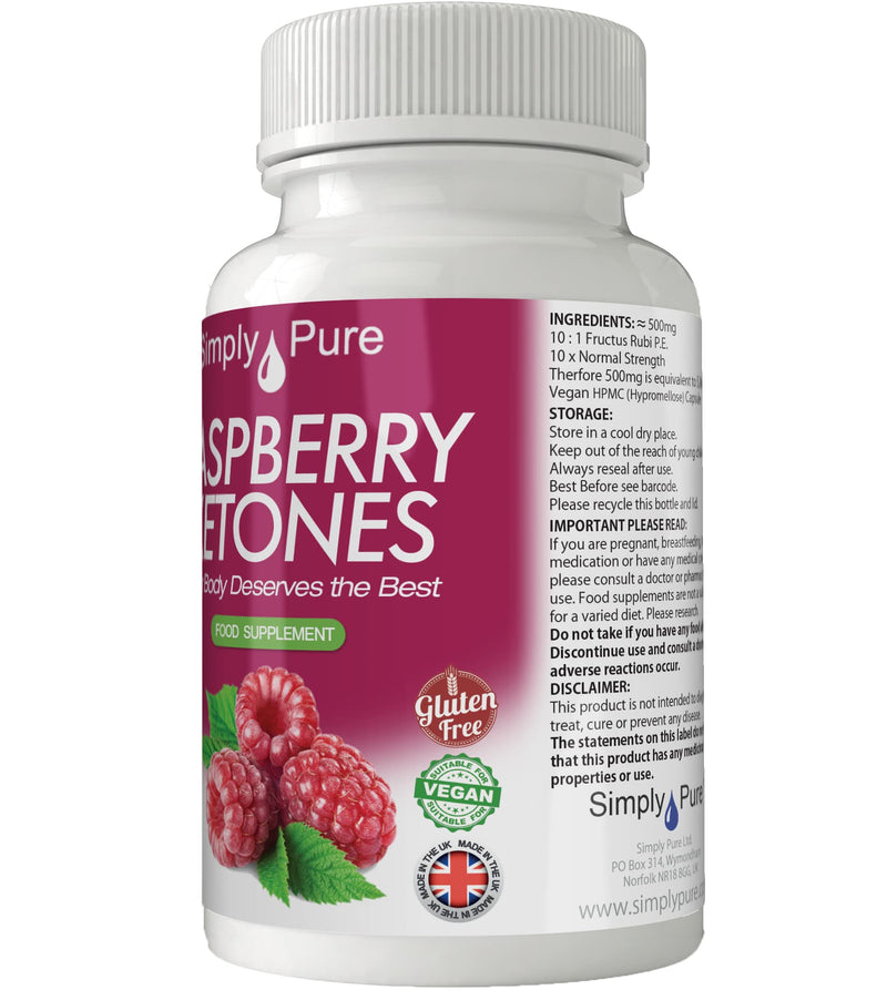 Simply Pure Vegan Raspberry Ketones Capsules x 90, 5000mg, Gluten Free and GM Free - BeesActive Australia
