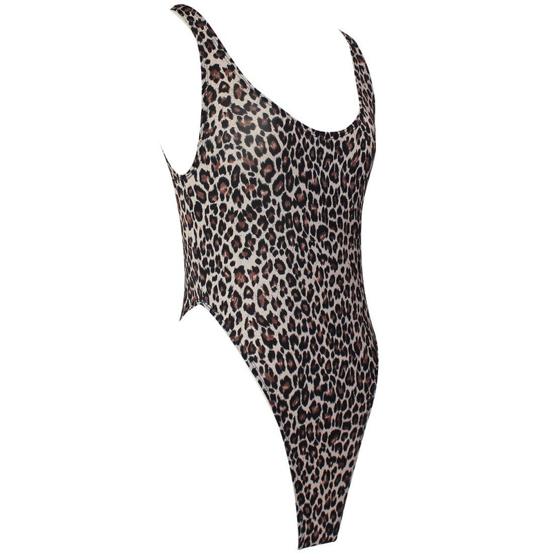 [AUSTRALIA] - TiaoBug US Women One-Piece High Cut Thong Leotard Gymnastics Dancewear Bodysuit Leopard 