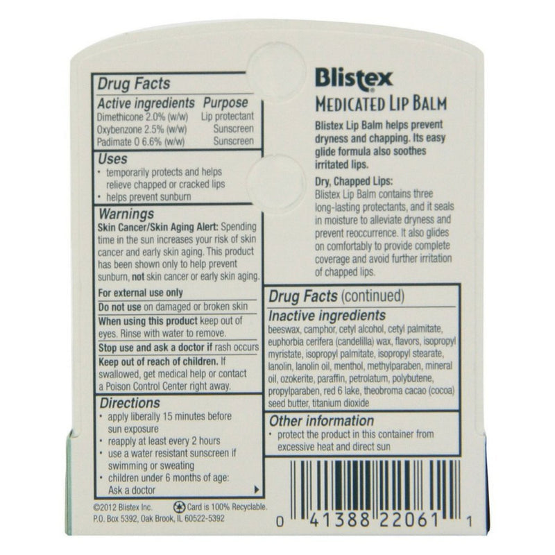 Blistex Medicated Lip Balm, SPF 15, .15 oz (Pack of 12) - BeesActive Australia