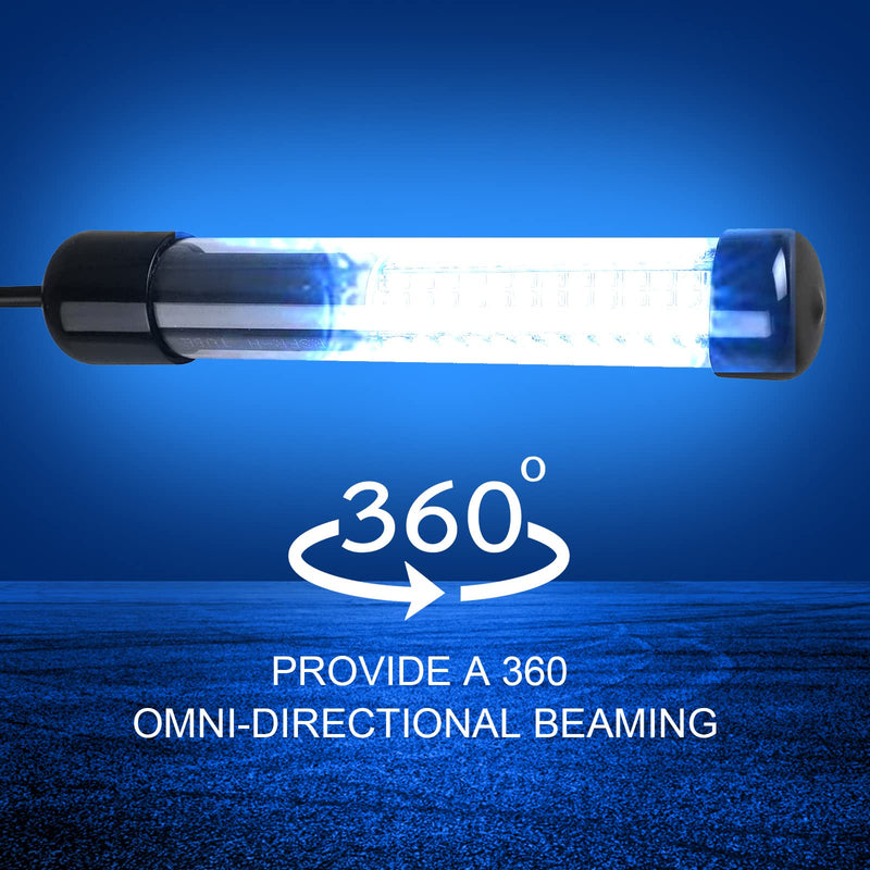 12V 14W 30W 180 LED Submersible Fishing Light Underwater Night Fishing Finder Crappie Squid Light Lure Bait Boat Shad Shrimp Fish Finder Lamp, Deep Drop Water Ice Fishing Attracting Light with 5M Cord Blue - BeesActive Australia
