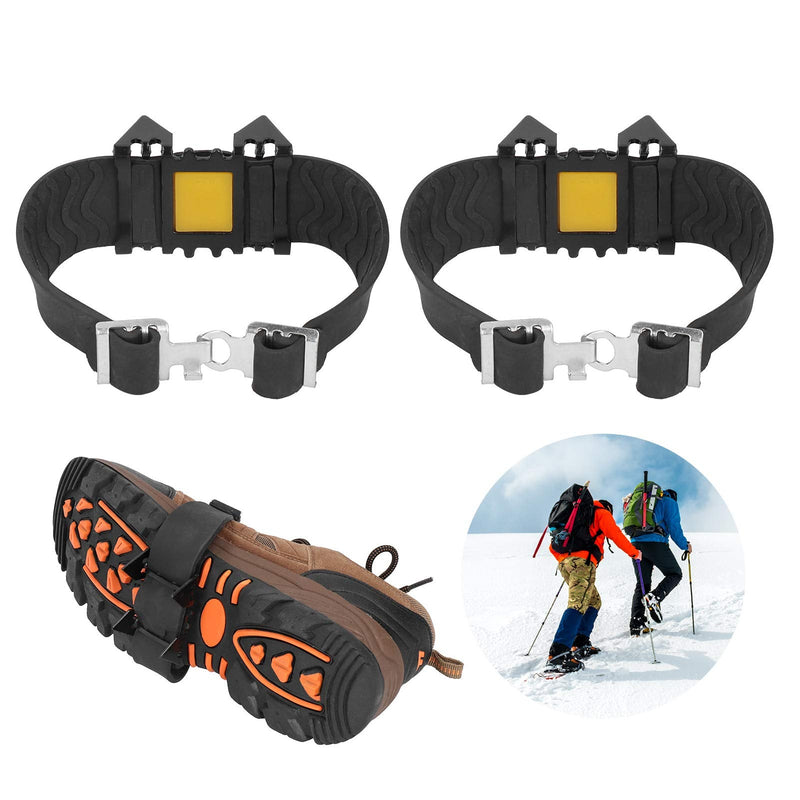 Keenso Crampons, 1 Pair Black 4 Teeth Anti‑Slip Crampons for Hiking Boots Elastic for Winter Outdoor Activities - BeesActive Australia