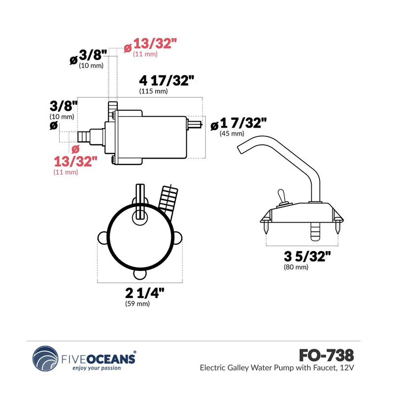 [AUSTRALIA] - Five Oceans TMC Electric Galley Water Pump with Faucet, 12V FO-738-2 