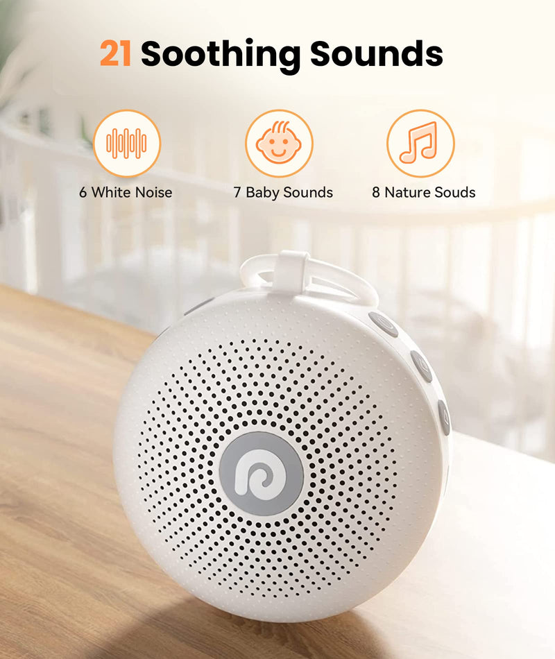 White Noise Machine, Dreamegg Portable Sound Machine Baby Features Powerful Battery, D11Max Sleep Aid Sound Machine for Baby Adults 21 Soothing Sounds for Sleeping Nursery Travel Gift USB Rechargeable Classic White - BeesActive Australia