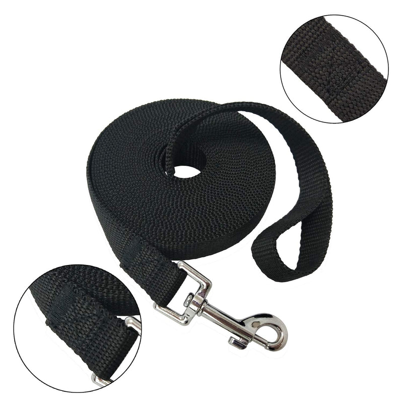 Nylon Training Dog Leash for Small Medium Large Dogs, 15ft 20ft 30ft 50ft Long Leash Dog/Puppy Lead for Obedience Recall Training, Camping Black - BeesActive Australia