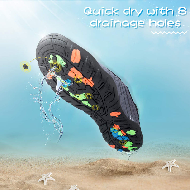 SIMARI Water Shoes Womens Mens Swim Beach Pool Aqua Sports Quick Dry Barefoot Diving Surf Walking 11.5 Women/10 Men 1b-gray With Shoelace - BeesActive Australia