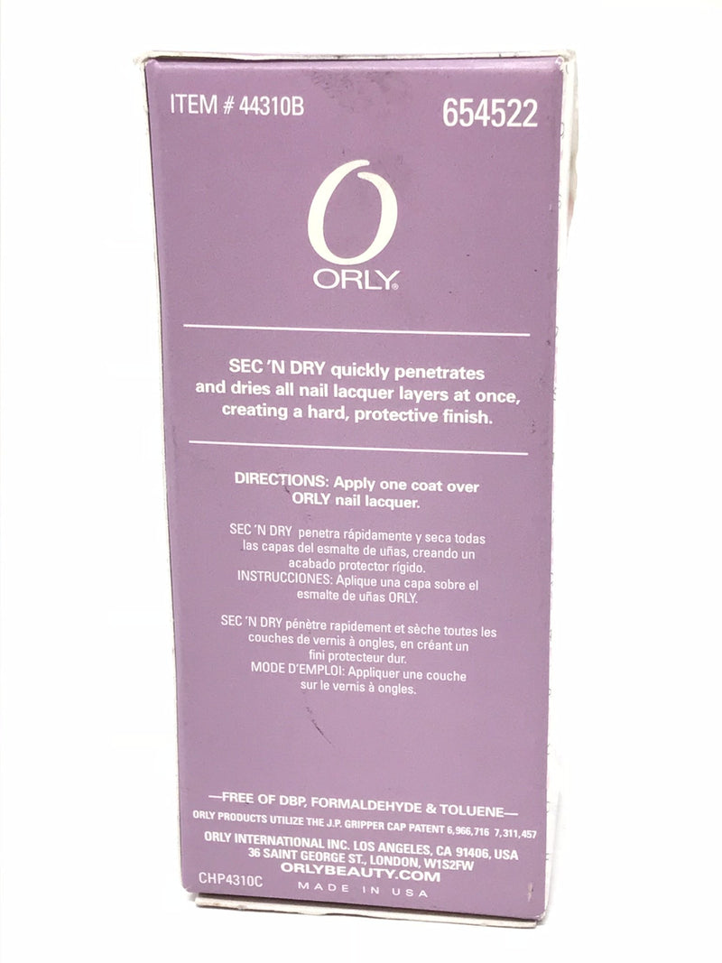 Orly Sec'n Dry Quick Deep-Dry Topcoat .6 fl oz (18 ml) - BeesActive Australia