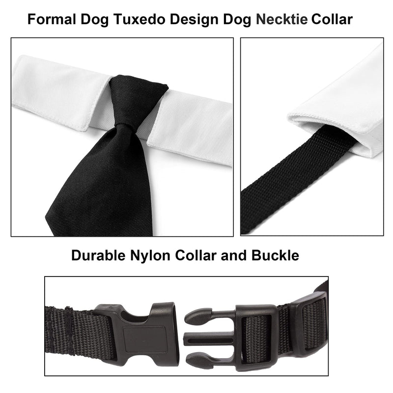 ADOGGYGO Adjustable Dog Neck Tie Collar Dog Collar with Black Necktie Wedding Formal Dog Collars for Small Medium Large Dogs Pets - BeesActive Australia