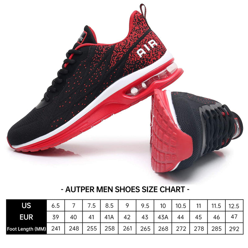 Autper Mens Air Athletic Running Tennis Shoes Lightweight Sport Gym Jogging Walking Sneakers US 6.5-US12.5 9.5 Blackred01 - BeesActive Australia
