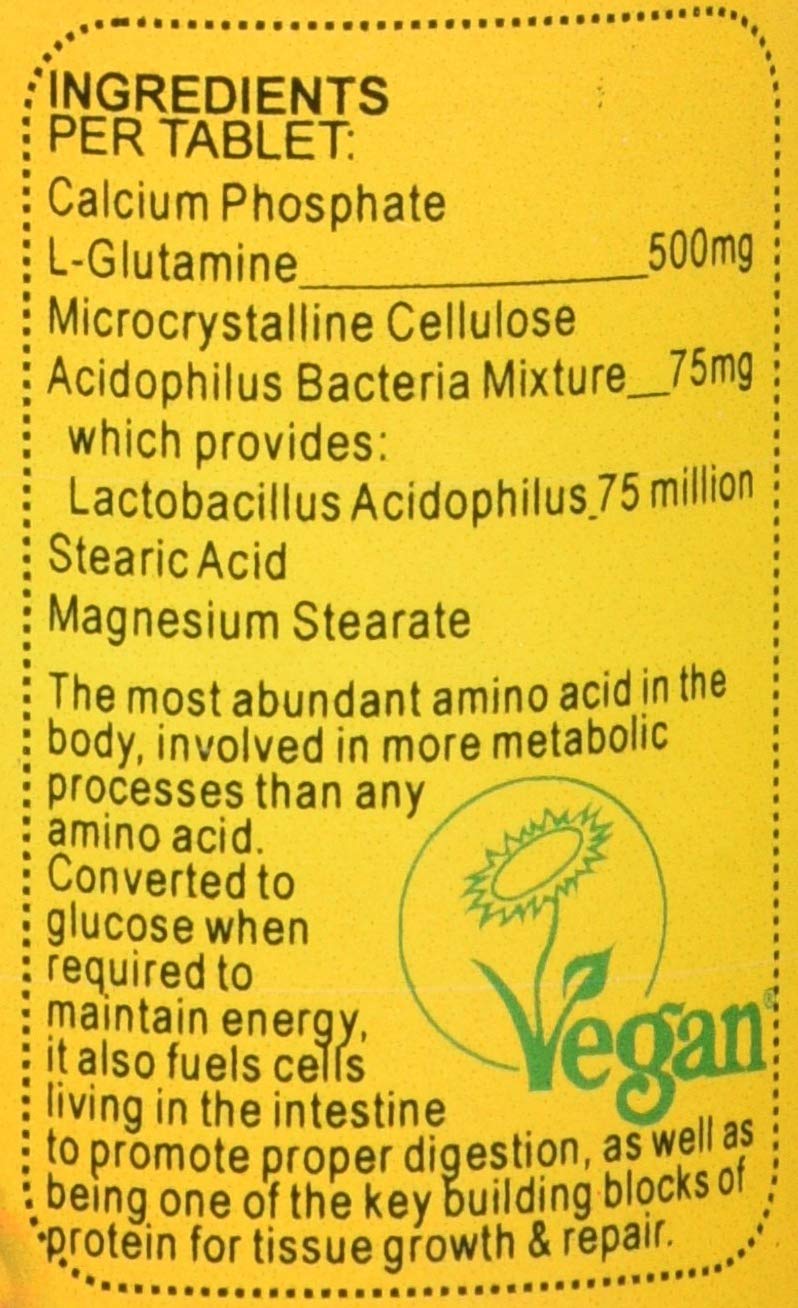 Veganicity L-Glutamine 500mg : Digestive Amino Acid Supplement - 30 Tablets, in a Planet-Friendly 99% Recycled Pot - BeesActive Australia