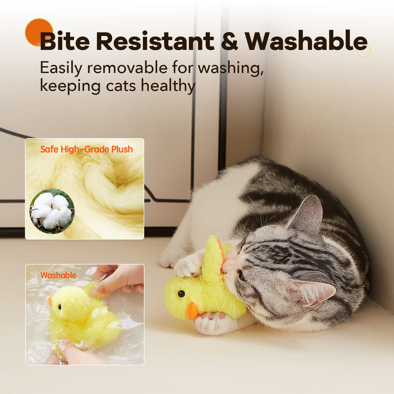 Potaroma Cat Toys Rechargeable Flapping Duck & Fish with SilverVine Catnip, Lifelike Chirping, Cat Kicker Toys, Touch Activated Kitten Toy Plush Interactive Cat Exercise Toys - BeesActive Australia