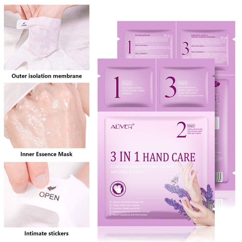 Hand Mask Moisturizing Gloves, 3 Packs 3 in 1 Hand Mask Gloves Set with Vitamin, Natural Plant Extracts for Dry Skin and Cracked Hands, fits for Women & Men Deep Purple - BeesActive Australia