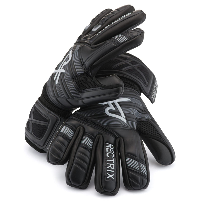 Rectrix 1.0 Goalkeeper Gloves (with Free Zip Case) - Negative Cut - Youth & Adult Sizes (10, Black) - BeesActive Australia