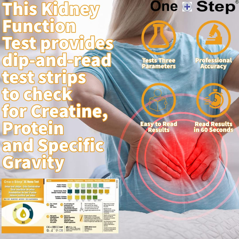 One Step: 5 x Kidney Function Test Strips, Creatinine, Protein and Specific Gravity Urine Kits - BeesActive Australia