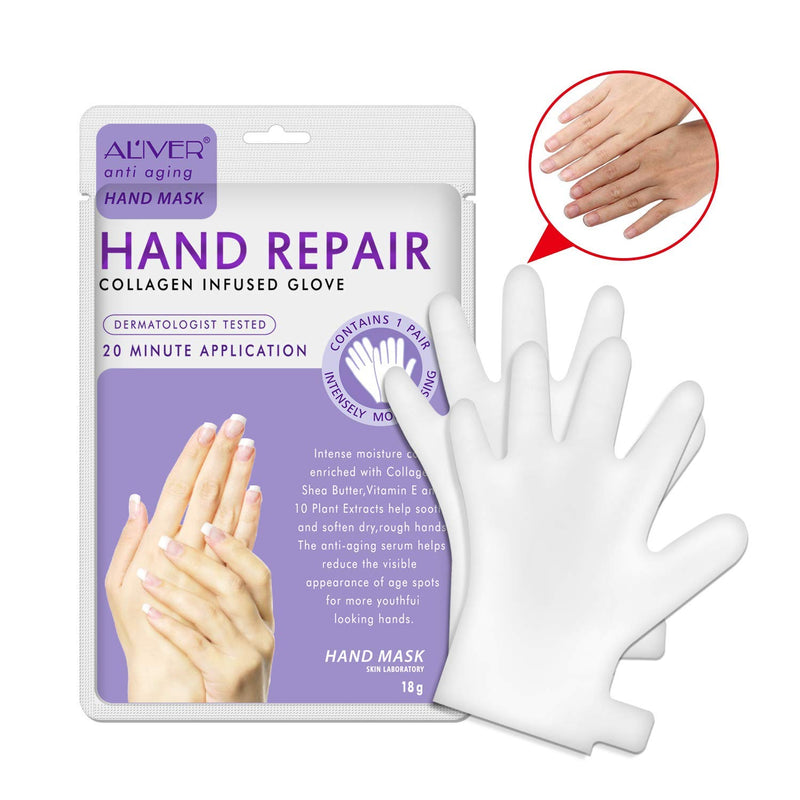 ALIVER 6 Pack Moisturizing Hand Peel Mask Gloves, Hand Mask Natural Collagen Spa Gloves Moisture Enhancing Gloves for Dry Hands, Repair Rough Damage Skin for Women & Men Milk - BeesActive Australia