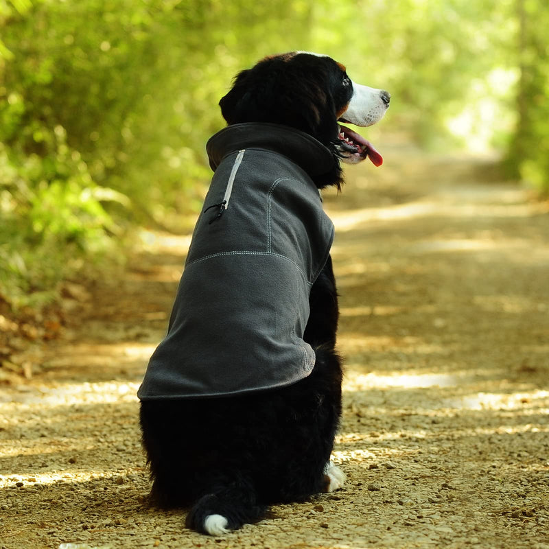 Vivaglory Fleece Vest Dog Cold Weather Sweater for Small Dogs, Adjustable Winter Warm Clothes with Two-Way Zipper Opening, Reflective Coats Pet Jacket for Puppies Small Medium Large Dogs S(Chest: 18-21", Neck: ~12") Grey - BeesActive Australia