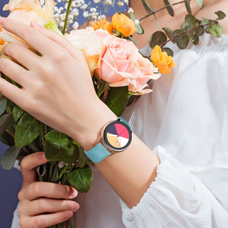 TOOLAIK Bands Compatible with samsung galaxy watch 4 band 40mm/44mm and samsung Active 2 Bands 40mm/44mm,20mm Silicone watch band for Galaxy Watch 3 41mm/Galaxy Watch 42mm/Gear S2 Classic Women Men Black/Glitter Powder Rose Red/Luminous Blue - BeesActive Australia