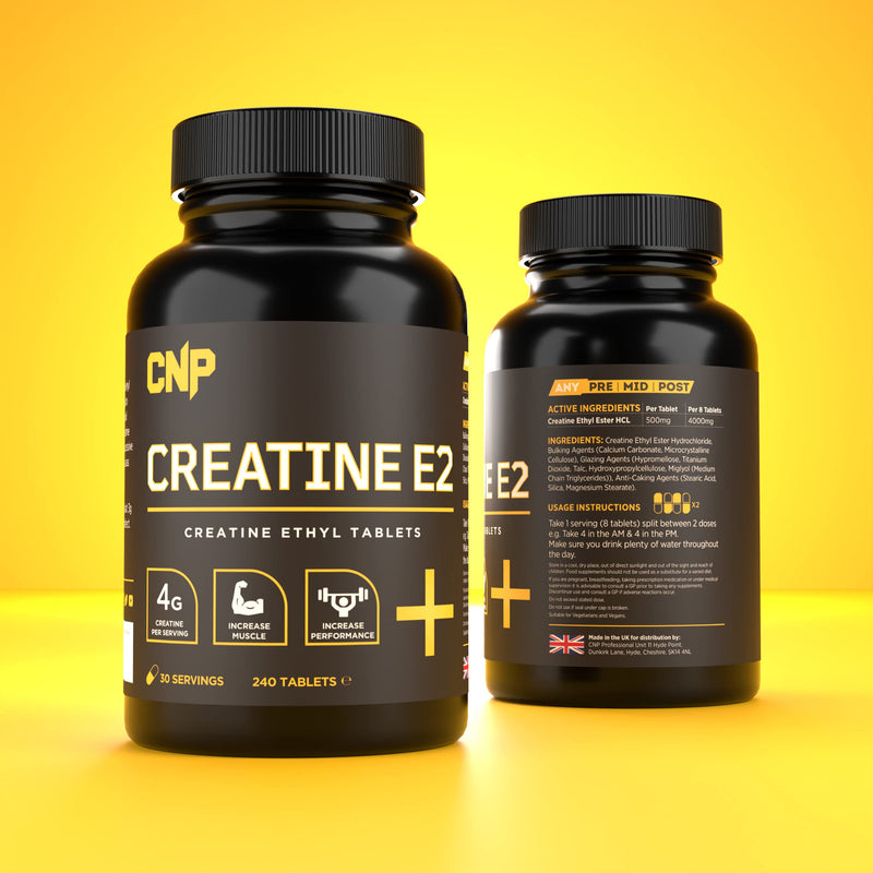 CNP Professional Creatine Range, 500g / 250g Creatine Monohydrate Powder, E2 Ethyl Ester 240 Capsules (E2 Capsules) E2 Capsules - BeesActive Australia