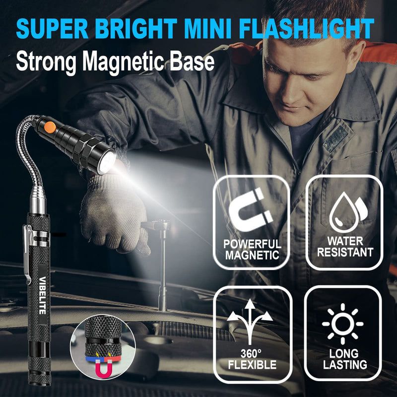 VIBELITE Magnet 3 LED Magnetic Pickup Tool, Telescoping Flexible Extendable Led Flashlights, Perfect Mechanic Pick-up Tools Gifts for Men Dad Women, Birthday Gifts for Him, 1 Pack Magnetic Tool - BeesActive Australia