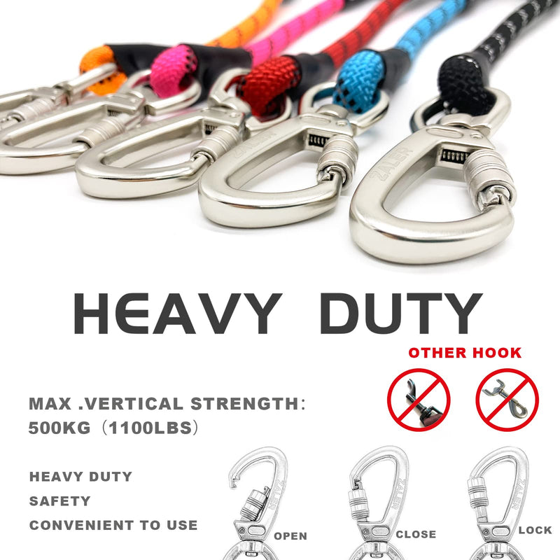 ZALER Short Dog Leash, Rope Traffic Leashes for Dogs, Reflective Dog Lead with O-Ring, Heavy Duty Leash for Large and Medium Dogs Pink 18 inches - BeesActive Australia