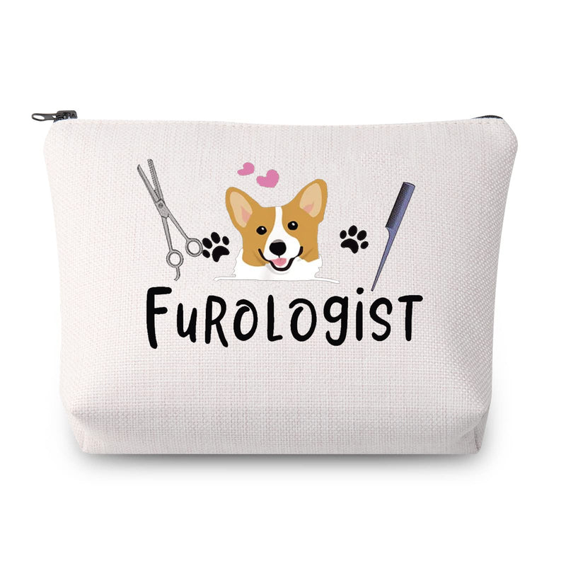 JYTAPP Furologist Funny Puppy Stylist Cute Dog Groomer Cosmetic Bag Dog Groomer Survival Kit Makeup Zipper Pouch Bag Pet Grooming Gifts BEIGE - BeesActive Australia