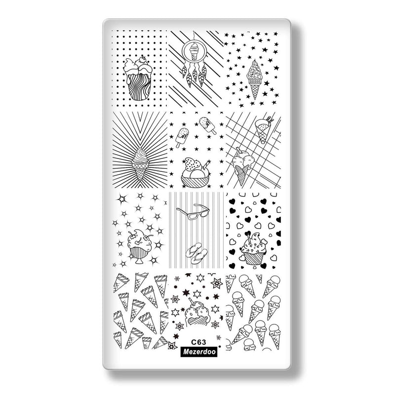 8Pcs Elephant Diamond Nail Stamping Plates Cartoon Animals Geometric Symbol Texture Lace Floral Nail Stamp Plate Ethnic Template Rectangle Nail Art Image Plate - BeesActive Australia