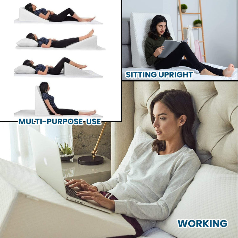 Pinkfairy® Wedge Pillow - Orthopedic Increase Blood Circulation Back Support Pillow for Acid Reflux & Back Pain Pressure Relief - Perfect for Relaxing, Sitting & Reading, (51cm x 46cm x 28cm) 51cm x 46cm x 28cm - BeesActive Australia