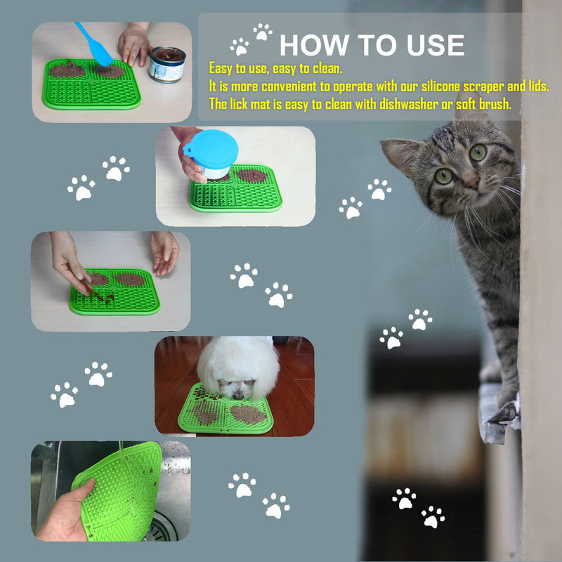 VEEVAO Lick Mat for Dogs, Food-Grade Silicone Dog Lick Mat as Dog & Cat Slow Feeder, 2 PCS Dog Licking Mat with Suction Cups and Can Lids, Relieve Pets Anxiety and Boredom(No Cans Included) - BeesActive Australia