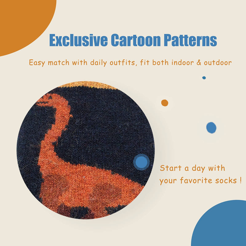 Boys Wool Socks Kids Winter Warm Socks Thicken Thermal Crew Socks for Boys 6 Pairs 3-5T Dinos 6 Colors - BeesActive Australia