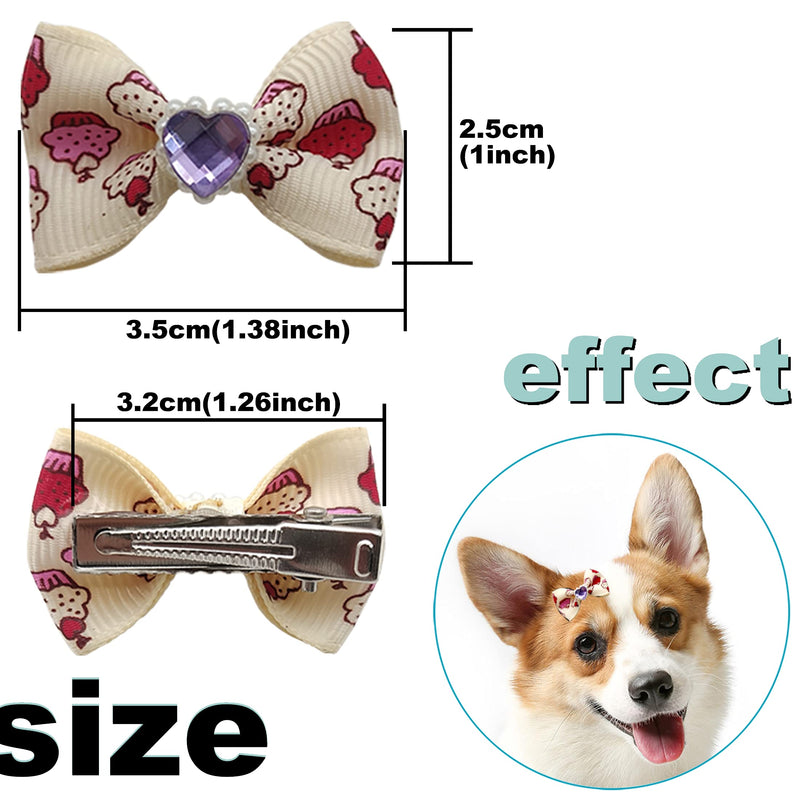 Puppy Small Dogs Hair Bows with Rhinestone Tiny 30 Pairs,Puppy Bowknot Hair Barrettes Bows Handmade Hair Accessories Pet Grooming Products,Hair Topknot Hair Clips Cat Puppy Party Birthday Christmas, - BeesActive Australia