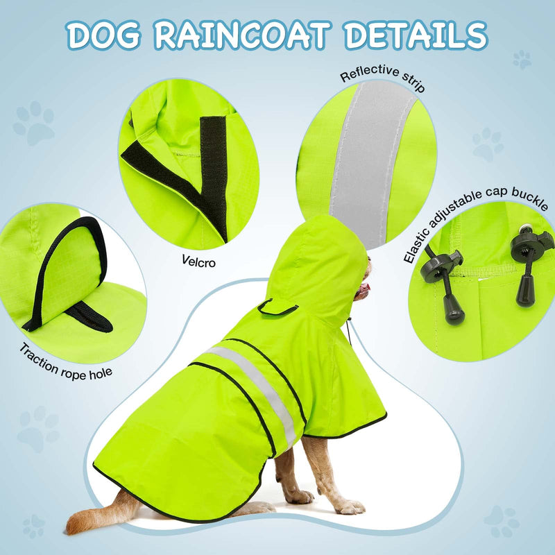 Dolitego Dog Raincoat - Reflective Dog Rain Coat, Waterproof Dog Jacket, Adjustable Dog Rain Jacket with Hoodie, Lightweight Dog Poncho Slicker for Small Medium Large Dogs Green - BeesActive Australia