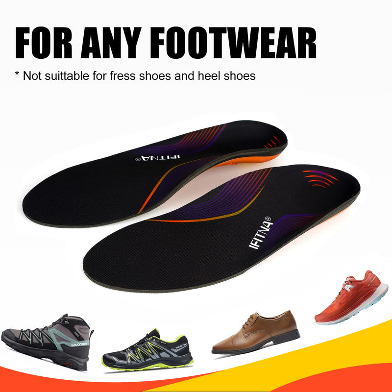 Full Length Arch Support Shock Absorption Orthotic Insole,Insert for Flat Feet,Plantar Fasciitis,Relieve Foot Soreness Unisex,Suitable Athletic,Work Shoes(Size:UK-5,Length:9.44",Black) UK-5-24CM--9.44" Black - BeesActive Australia