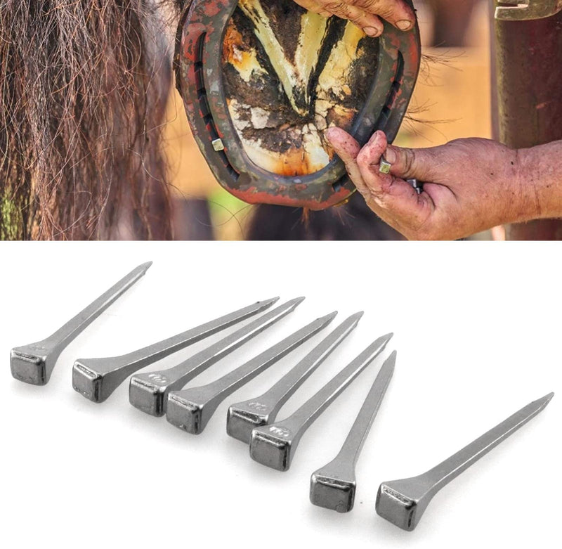 JJHXSM 50pcs Horseshoe Nail E5 51mm Cold-Rolled Steel Horseshoe Nails for Horse Raining Harness Repair - BeesActive Australia