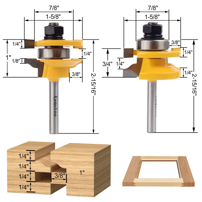 3PCS 1/4 Inch Shank Router Bit Set,Raised Panel Cabinet Door Making Router Bits, Cemented Carbide Router Bits for Woodworking,CNC Wood Router Bit Bearings,Woodworking Tools Router Door & Window Bits - BeesActive Australia