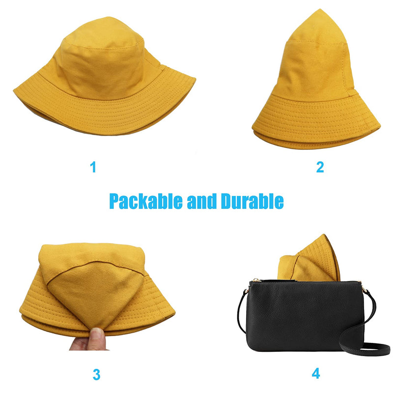 Sydbecs Solid Color Bucket Hat for Women Men, Reversible Cotton Summer Sun Beach Fishing Cap A-apricot - BeesActive Australia