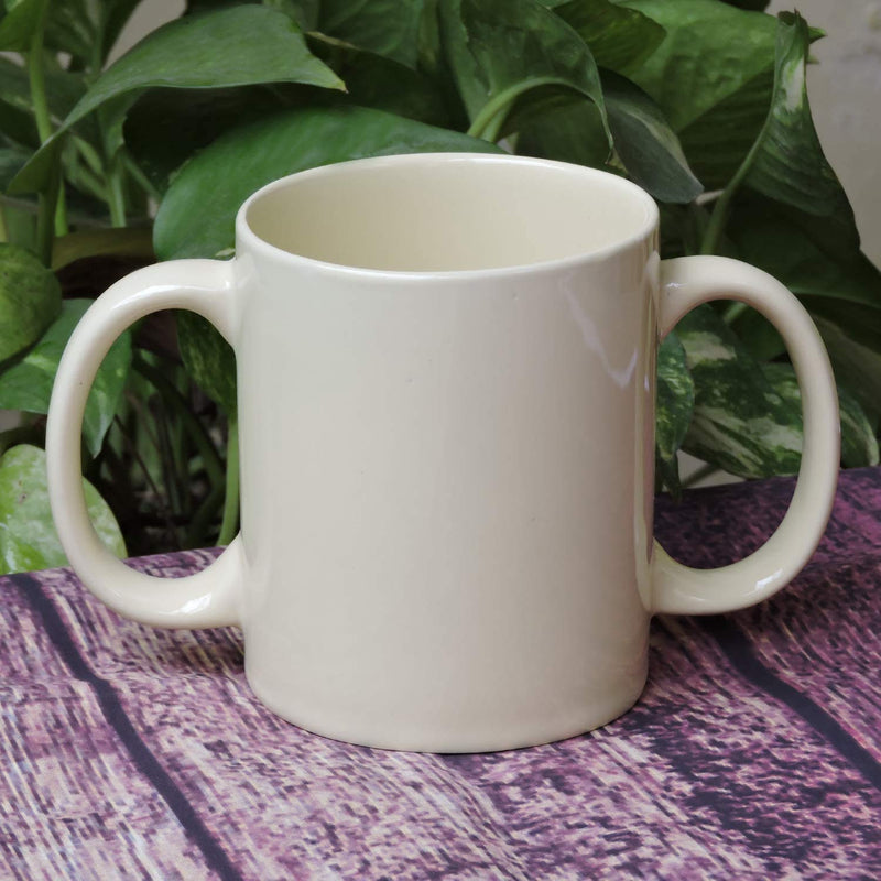 Dual Handle Mug | Two Handled Ceramic Drinking Mug for Secure Hold | 11.83 Fl. Oz. (350 Ml) - Yellow Color - BeesActive Australia