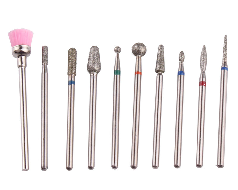MZCMSL 10pcs Russian Cuticle Drill Bits,Safety Diamond Nail Bit,3/32 Shank efile Cuticle Bit Set with Case - BeesActive Australia