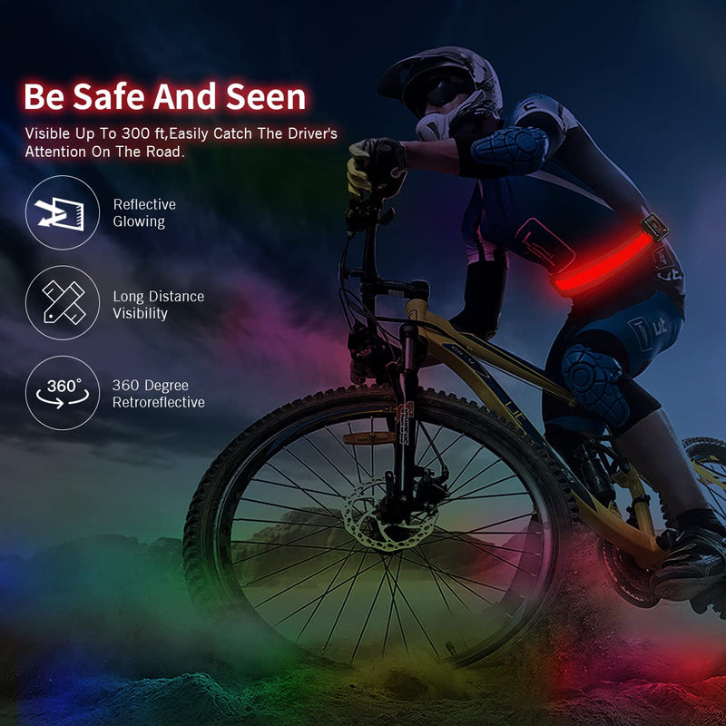 esonstyle LED Reflective Belt USB Rechargeable Running Gear,High Visibility Light Up Waist Belt for Men/Women/Kids Walking, Cycling,Camping Night Satety Outdoor Sports Red - BeesActive Australia