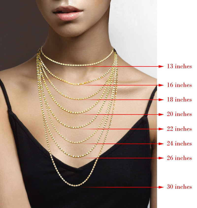 Miabella 18K Gold Over 925 Sterling Silver Italian Sparkle Mirror Link Chain Necklace for Women Teen Girls, Made in Italy Length 26 Inches - BeesActive Australia