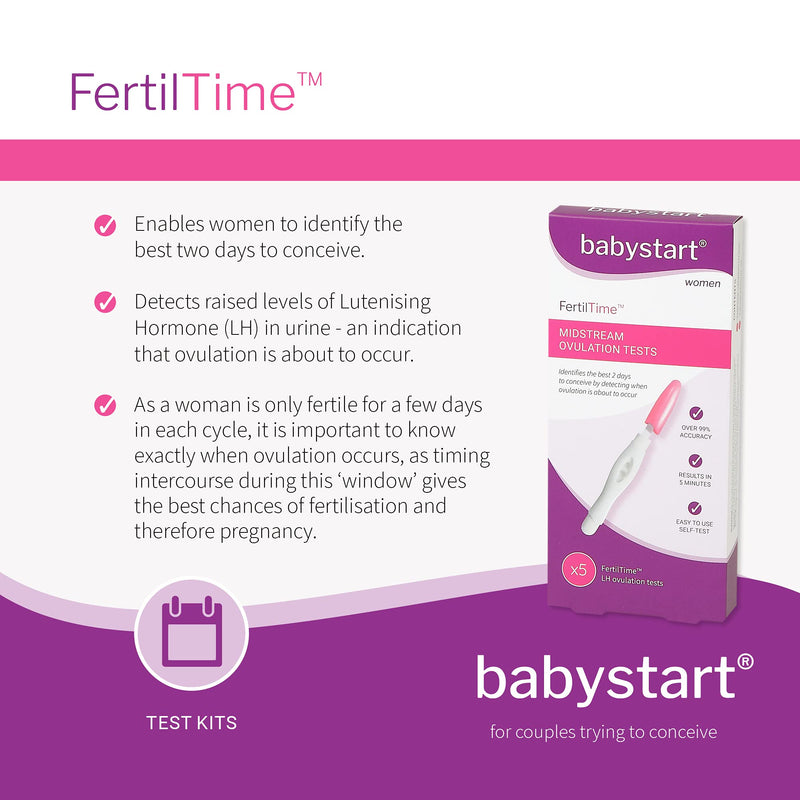 Babystart - FertilTime Midstream Ovulation Tests Kit (5x LH Test Strips per Pack) - BeesActive Australia