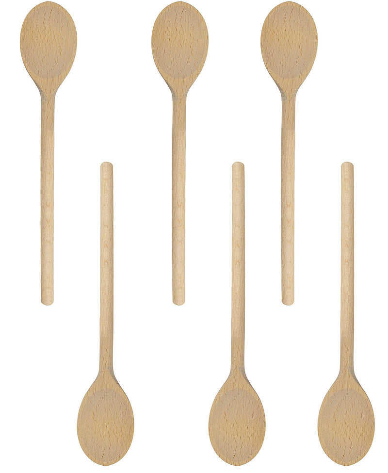 BICB Oval Wooden Spoons for Cooking, Pack of 6 (12-Inch Long) Solid Natural Beechwood Cookware for Stirring, Mixing, Tasting, Serving Food, Craft, Sturdy, Durable, Extra-Strength - BeesActive Australia