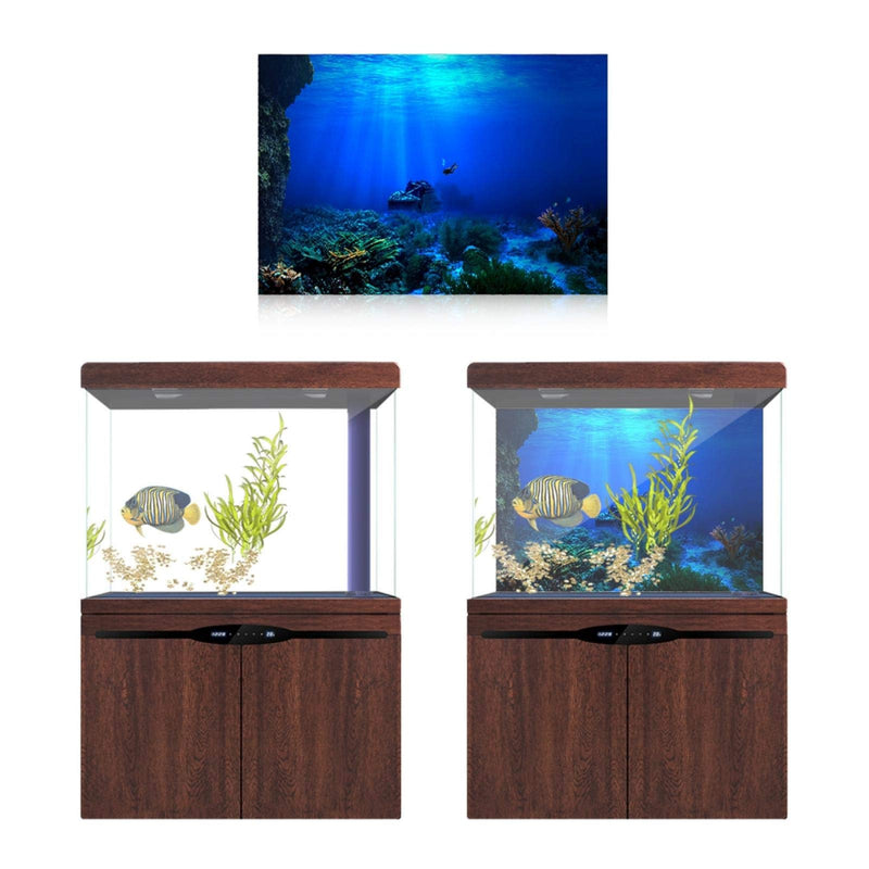 GLOGLOW Aquarium Poster, 3D Effect Underwater Background Sticker Thicken PVC Adhesive Static Cling Backdrop Fish Tank Decorative Paper 76×46cm - BeesActive Australia