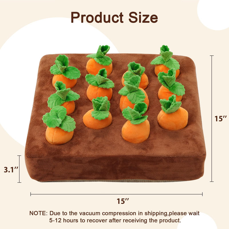 Interactive Dog Toys，Carrot Snuffle Mat for Dogs Plush Puzzle Toys 2 in 1 Non-Slip Nosework Feed Games for Pet Stress Relief with 12 Carrots - BeesActive Australia