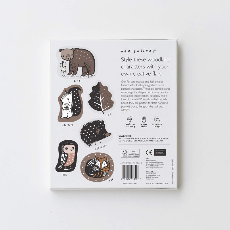 Wee Gallery Woodland Animal Lacing Cards for Toddlers, Sewing Board Activity for Children, Kids Travel Activity to Improve Motor Skills, Color Identification, and Dexterity (Ages 3+) - BeesActive Australia
