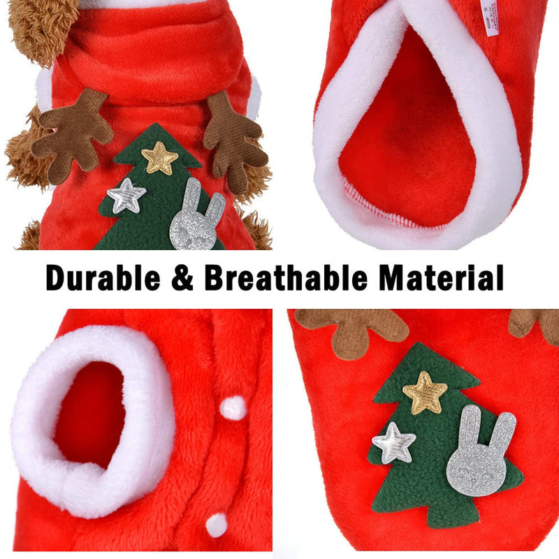 Dog Christmas Costumes, Pet Cold Weather Sweater Coat, Puppy Santa Claus Reindeer Outfit Winter Hoodie Warm Vest Clothes, Jumpsuit Apparel for Small Medium Dogs Cats Party Cosplay Red - BeesActive Australia