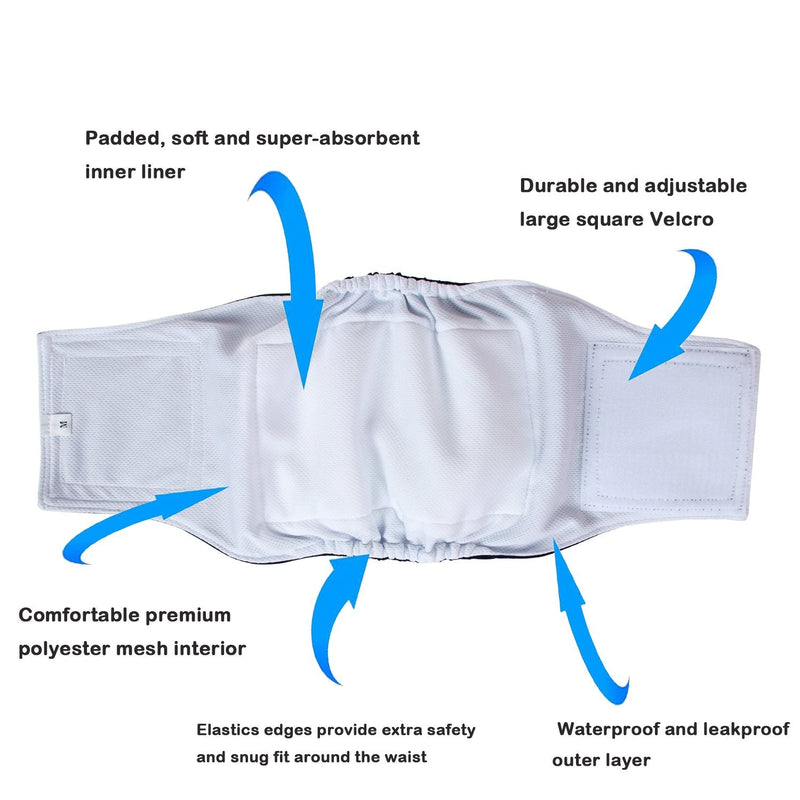 Teamoy 4 Pcs Reusable Wrap Diapers for Male Dogs, Washable Puppy Belly Band M(13"-16"Waist) Black+ Gray+ Green+ Purple - BeesActive Australia