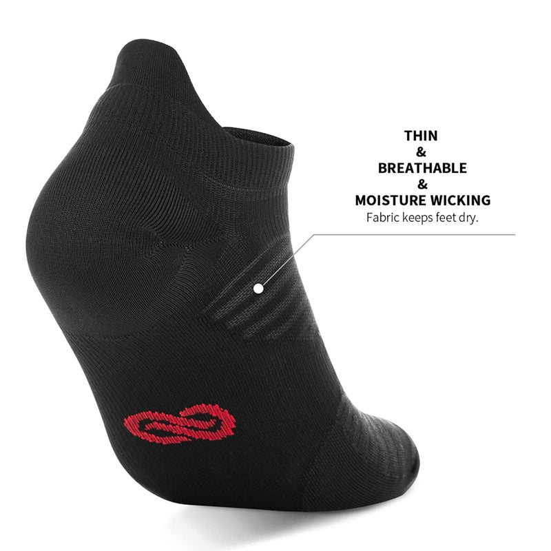 Compression Running Ankle Socks Low Cut(6 Pairs) for Men & Women Black (6 Pairs) Large-X-Large - BeesActive Australia
