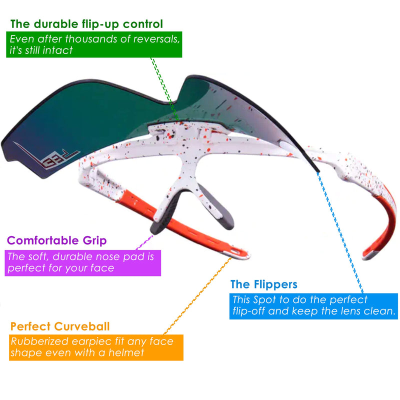 Mgiesg Polarized Sports Sunglasses for Women Men, Flip-Offs Baseball Sunglasses, Cycling Mountain Bike UV400 Orange - BeesActive Australia