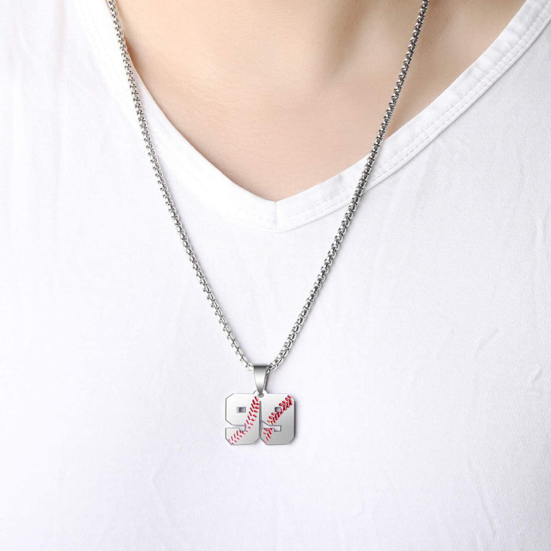 TLIWWF Inspiration Baseball Jersey Number Necklace Stainless Steel Charms Number Pendant for Boys Men 99 - BeesActive Australia