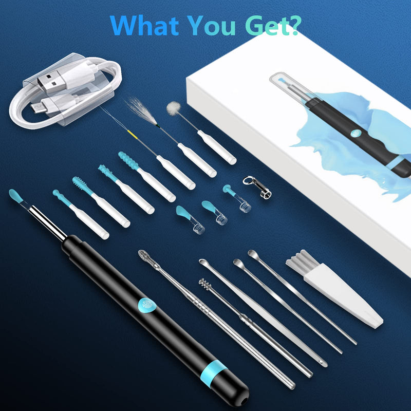 Ear Wax Removal Kit Camera, Upgraded Otoscope Earwax Removal Kit with 7 Massage Functions for Kids Adult Pet, 1080P FHD WiFi Wireless Ear Remover with 6 LED Lights Subitable for Various Smart Devices Black - BeesActive Australia